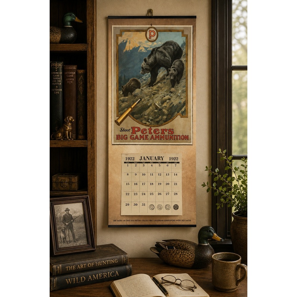 Vtg Peters Big Game Ammunition Calendar Tan 2006 Grizzly Bear 1922 Dates